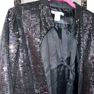 Womens Black Sequin Jacket Size Large